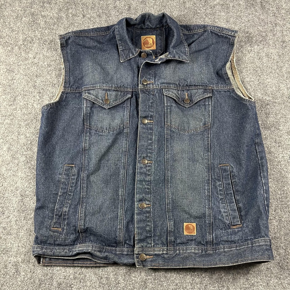 Berne Denim Jean Vest Mens XL Blue Button Front Workwear‎ Trucker J650V5W